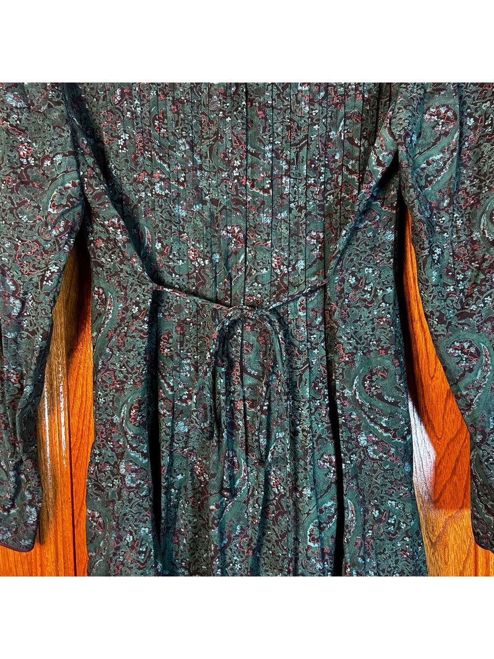 90s Cottagecore Darkacademia Emerald Green Dress Size 8P - Picture 3 of 12